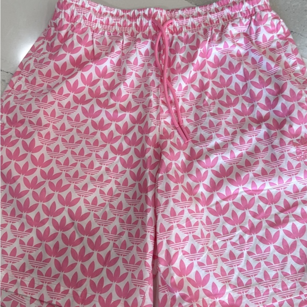 Adidas Pink Leaf Print Shorts